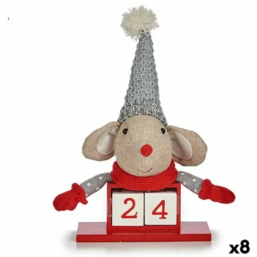Adorno Natalício Krist+ Branco Vermelho Cinzento Creme Rato 20 x 11 x 20 cm Calendário (8 Unidades)