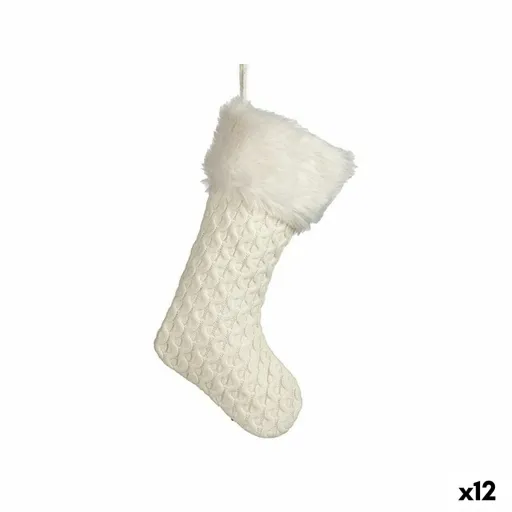 Adorno Natalício Krist+ FG09-20493C Branco Meia de Natal 28 x 4 x 46 cm (12 Unidades)