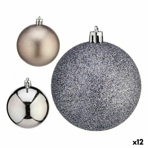 Conjunto de Bolas de Natal Krist+ Prateado Plástico Ø 7 cm (12 Unidades)