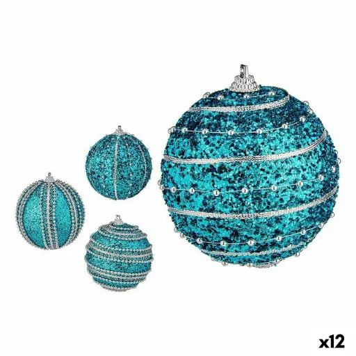 Conjunto de Bolas de Natal Krist+ Azul PVC Ø 8 cm Com Relevo (12 Unidades)