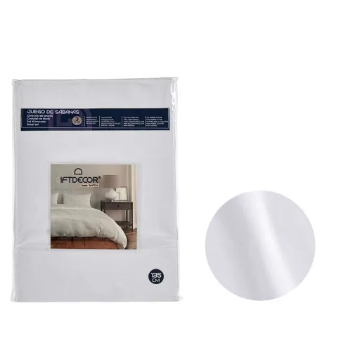 Conjunto de Lençóis Gift Decor Branco Cinzento Casal 3 Peças