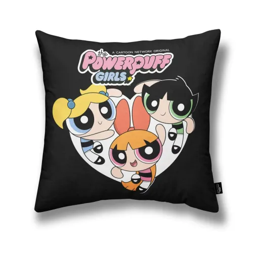 Capa de Travesseiro Powerpuff Girls Powerpuff B Preto Multicolor 45 x 45 cm