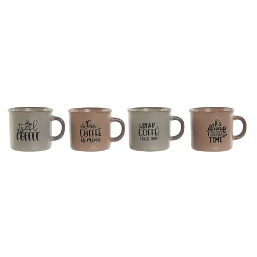 Conjunto de Chávenas de Café Home ESPRIT Azul Cor de Rosa Grés 180 ml