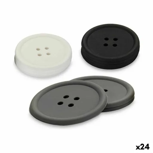 Base para Copos Kinvara Branco Preto Cinzento Silicone Plástico Botão 9 x 2 x 9 cm 8,8 x 8,8 x 0,05 cm 8 x 0,05 x 8 cm 9 x 1,8 x