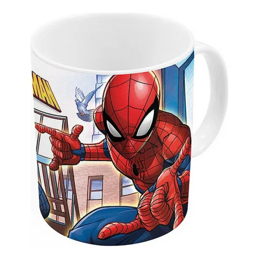Caneca Spider-Man Great Power Azul Vermelho Cerâmica 350 ml