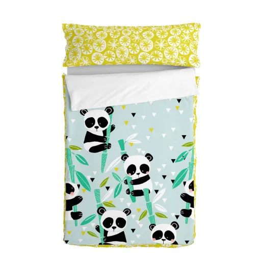 Capa de Edredão com Enchimento HappyFriday Moshi Moshi Panda Garden Blue Azul 42 x 20 x 50 cm
