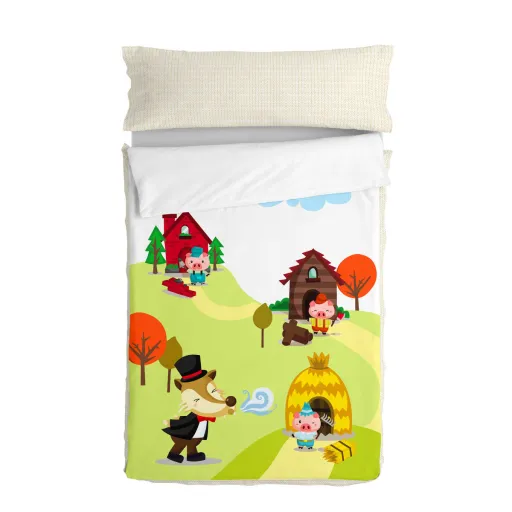 Capa de Edredão com Enchimento HappyFriday Mr Fox Piggys Multicolor 42 x 20 x 50 cm