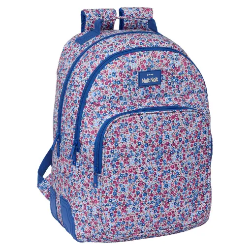 Mochila Escolar Nait Nait Flores Coimbra Azul Azul 32 x 42 x 15 cm