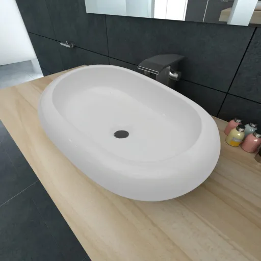Lavatório Cerâmica 63 x 42 cm, Forma Oval / Branca