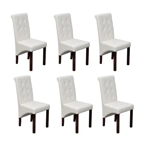 Cadeiras de Jantar   Couro Artificial Branco (6 pcs)