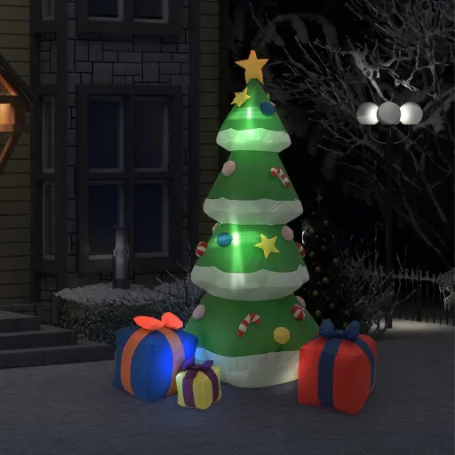 Árvore Natal Insuflável c/ Luzes LED 240 cm Interior/Exterior