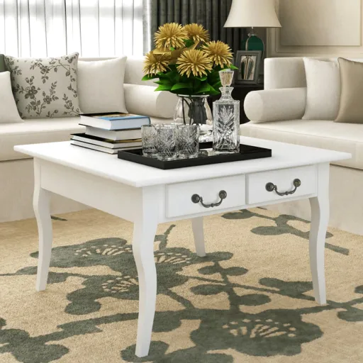 Mesa de Centro com 4 Gavetas Branca
