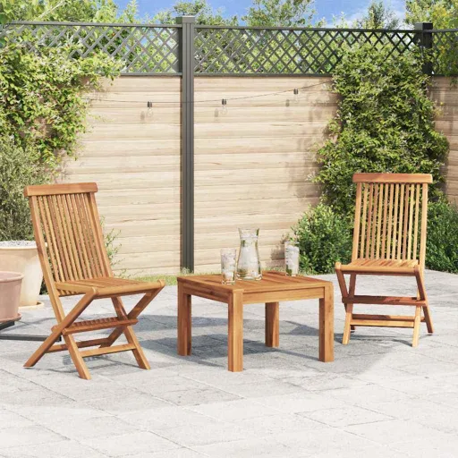Cadeiras de Jardim Dobráveis   Madeira Teca Maciça (2 pcs)