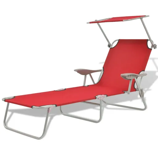 Espreguiçadeira com Toldo Aço Vermelho
