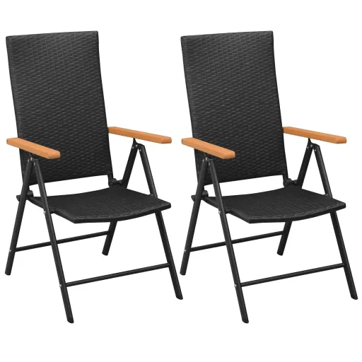 Cadeiras de Jardim Empilháveis   Vime PE Preto (2 pcs)