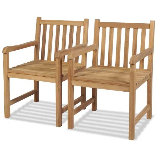Cadeiras de Exterior   Madeira Teca Maciça (2 pcs)