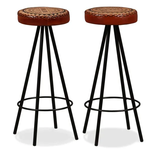 Bancos de Bar   Couro Genuíno (2 pcs)