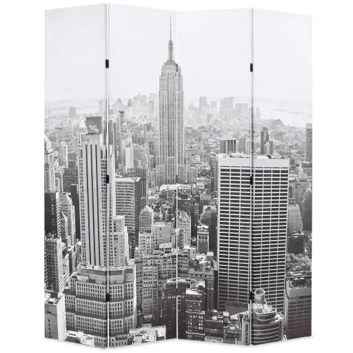 Biombo Dobrável Nova Iorque de Dia 160x170 cm Preto e Branco