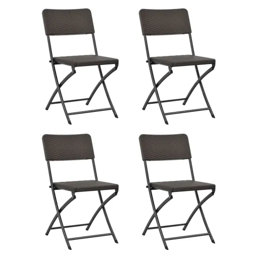 Cadeiras de Jardim Dobráveis   PEAD e Aço Castanho (4 pcs)