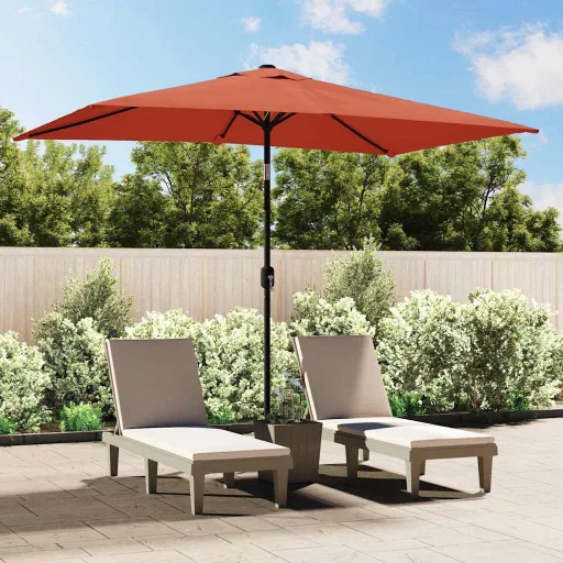 Guarda-Sol de Exterior com Poste de Metal 300x200 cm Terracota