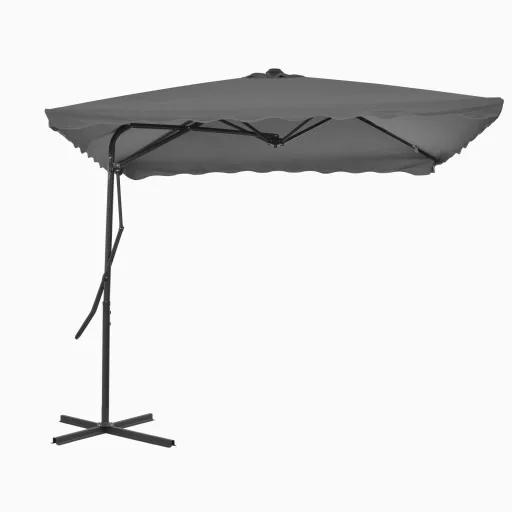 Guarda-Sol de Exterior com Poste em Aço 250x250 cm Antracite