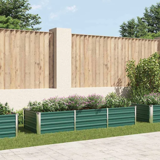 Canteiro Elevado de Jardim Aço Galvanizado 240x80x45 cm Verde