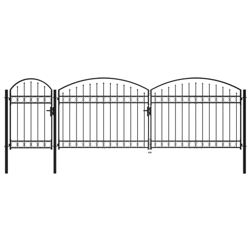 Cerca de Jardim com Topo Arqueado 1,75x5 m Aço Preto