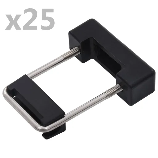 Conetor em U c/ Plástico p/ Postes Cercas 60x40 mm 25 Conjuntos