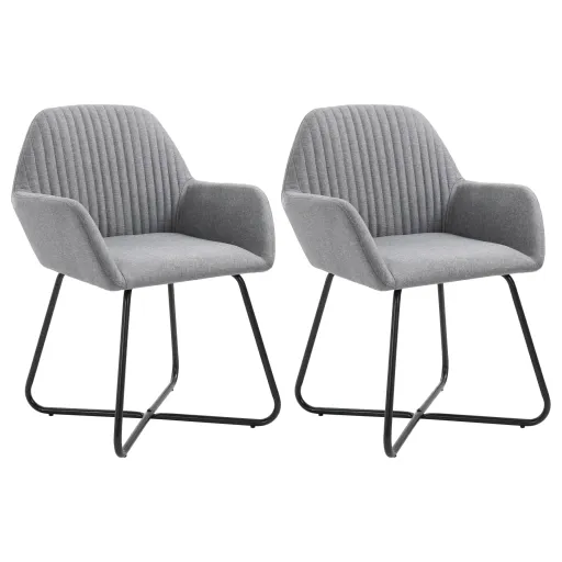 Cadeiras de Jantar   Tecido Cinzento-Claro (2 pcs)