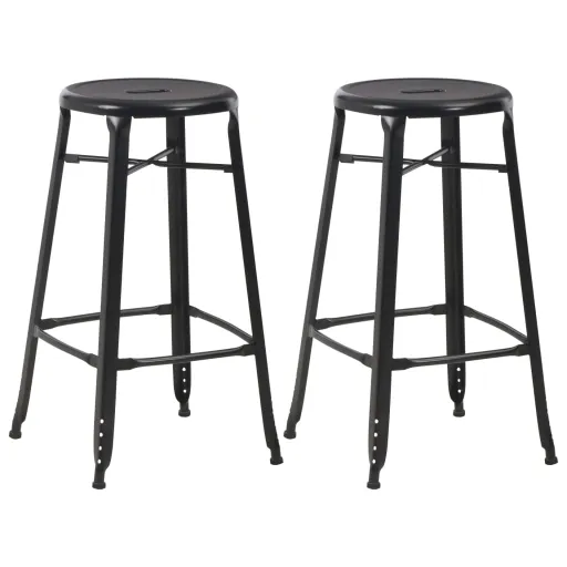 Bancos de Bar   Aço Preto (2 pcs)