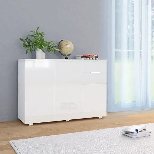 Aparador 107x35x80,5 cm Branco Brilhante