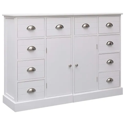 Aparador com 10 Gavetas 113x30x79 cm Madeira Branco