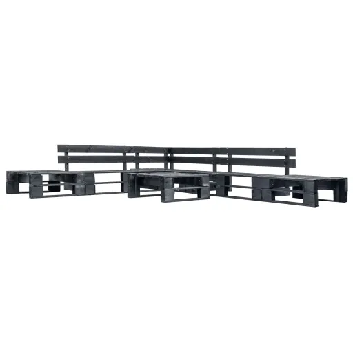 Sofás de Paletes para Jardim   Madeira Preto (6 pcs)