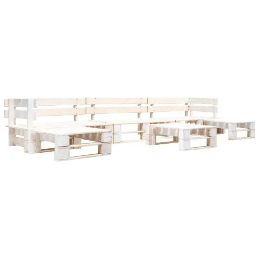 Sofás de Paletes para Jardim   Madeira Branco (6 pcs)