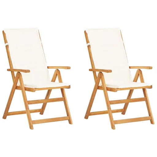 Cadeiras Jardim Reclináveis   Madeira Acácia Maciça Castanho (2 pcs)
