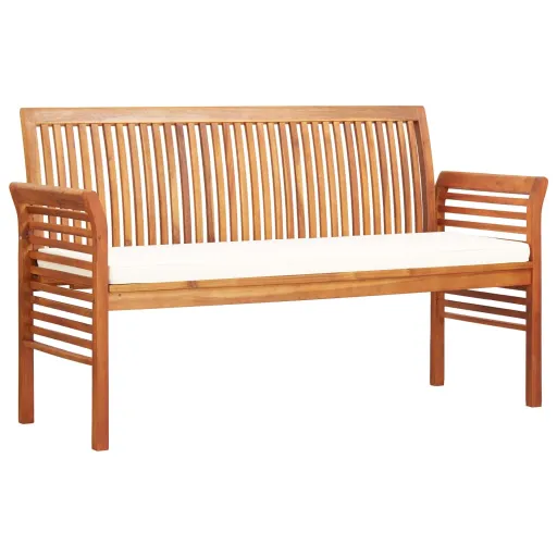 Banco de Jardim 3 Lugares c/ Almofadão 150 cm Acácia Maciça