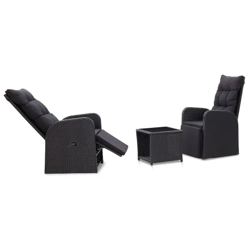 Conjunto Bistrô com Almofadas Vime PE Preto (3 pcs)