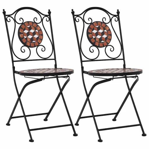 Cadeiras Bistrô em Mosaico   Cerâmica Castanho (2 pcs)