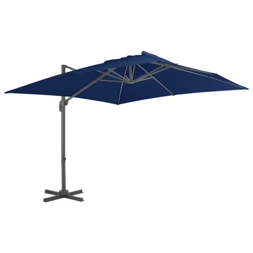 Guarda-Sol Jardim Cantilever c/ Poste Alumínio 3x3 m Azul Ciano