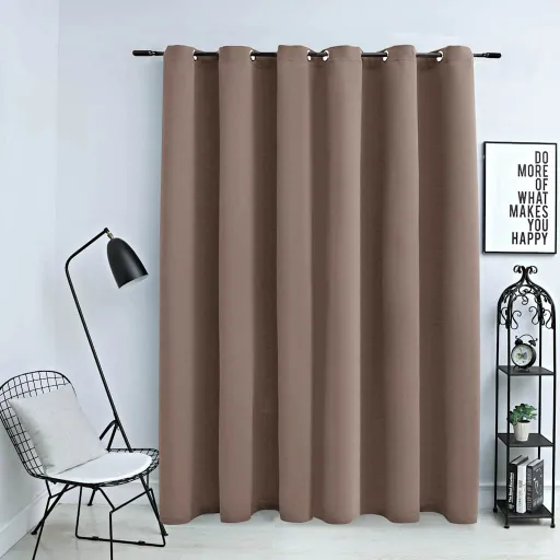 Cortina Blackout c/ Argolas Metal 290x245 cm Cinza-Acastanhado