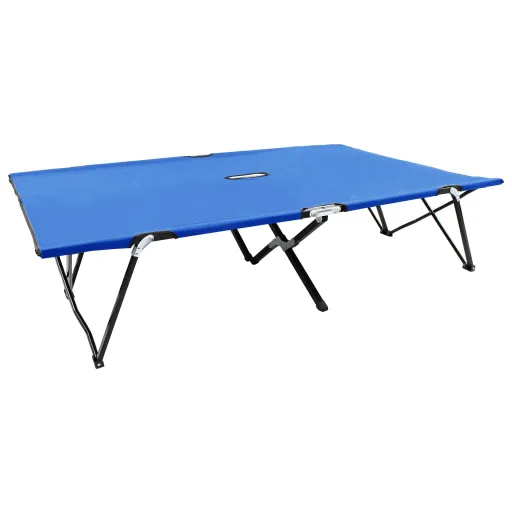 Espreguiçadeira/Cama Dobrável para 2 Pessoas Aço Azul