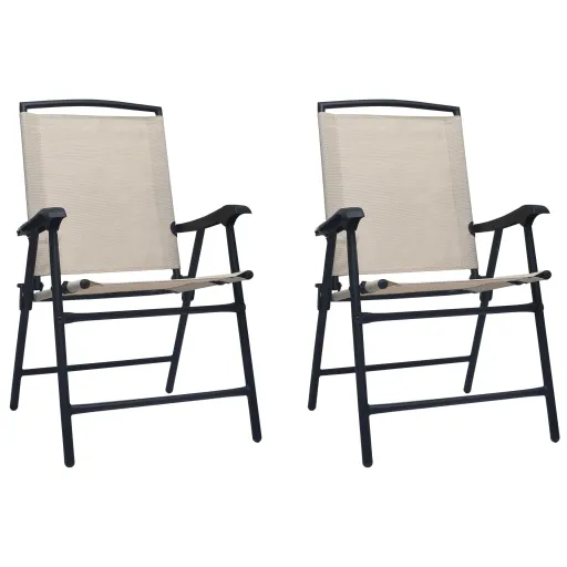 Cadeiras de Jardim Dobráveis   Textilene Creme (2 pcs)