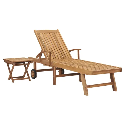 Espreguiçadeira com Mesa Madeira Teca Maciça