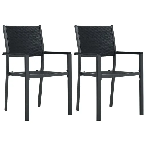Cadeiras Jardim   Plástico Preto Aspeto Vime (2 pcs)
