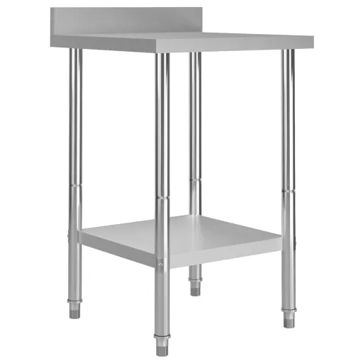 Mesa Cozinha Rebordo Antissalpicos 60x60x93 cm Aço Inoxidável