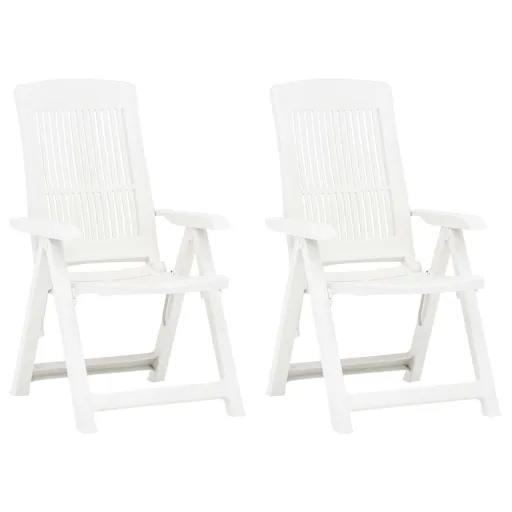 Cadeiras de Jardim Reclináveis   Plástico Branco  (2 pcs)