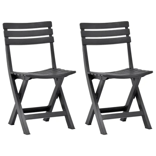 Cadeiras de Jardim Dobráveis   Plástico Antracite (2 pcs)