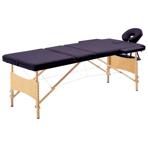 Mesa de Massagens Dobrável 3 Zonas Madeira Roxo
