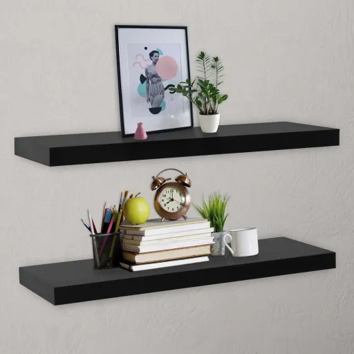 Prateleiras de Parede Suspensas   120x20x3,8 cm Preto (2 pcs)