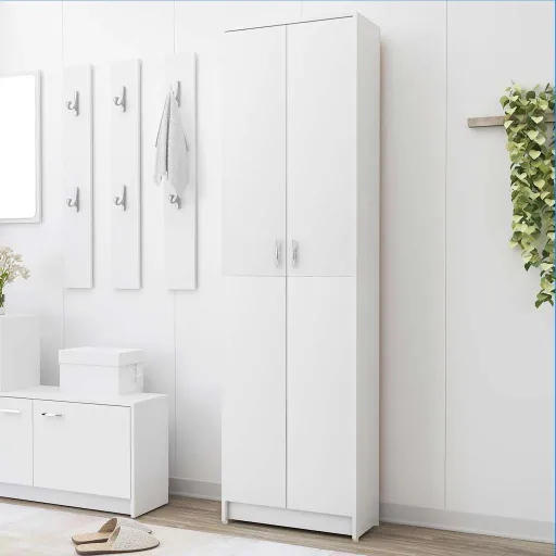 Roupeiro de Corredor 55x25x189 cm Derivados de Madeira Branco